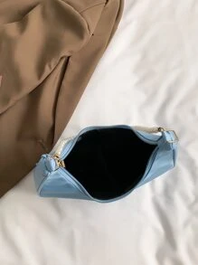 Túi xách đeo vai bằng kim loại đính ngọc trai giả thời trang, Túi tote đeo vai thông thường dành cho nữ, Đa chức năng - Màu xanh lam - Xem 6