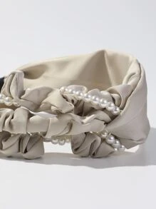 Faux Pearl Decor Headband - Khaki - View 4