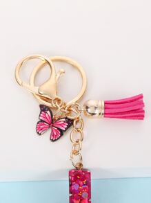 Butterfly & Tassel Charm Keychain - Multicolor - View 3