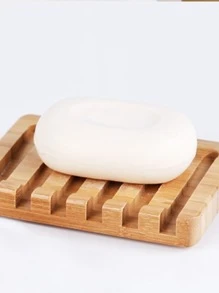 1pc Bamboo Soap Dish - Khaki - View 3