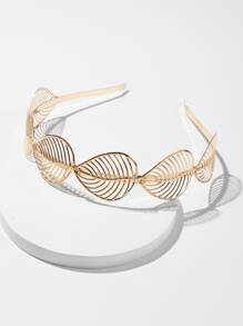 Leaf Decor Headband - Gold - View 1