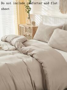 Ensemble de couette taupe, ensemble de literie de style ferme bohème 3 pièces, ensemble de couette couleur unie minimaliste, couverture de couette en microfibre douce. 1 couette, 2 taies d'oreiller, sans couette. Literie pour l'école.