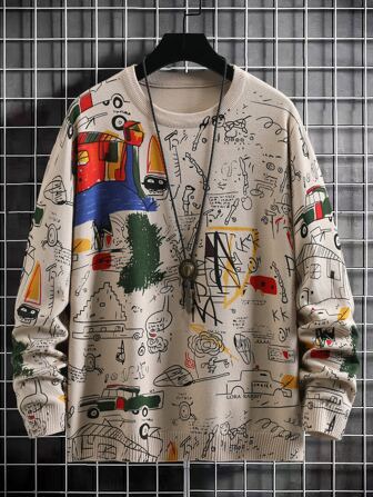 Guys Graffiti Print Jumper