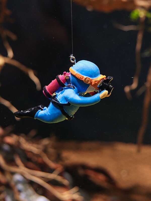 1pc Diver Design Tank Ornament, Floating Fish Tank Decoration, Floating