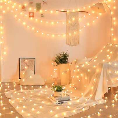 1串10/20/40/80灯珠1.5/3/6/10米长的仙女灯串，适合房间装饰、卧室、生日派对、婚礼、聚会、礼物