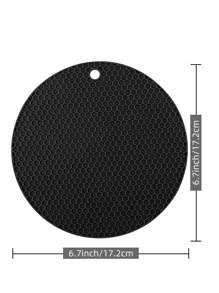1入組素色矽膠黑色大圓形絕緣墊多功能櫃檯墊 - 黑色 - 查看 3