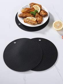 1入組素色矽膠黑色大圓形絕緣墊多功能櫃檯墊 - 黑色 - 查看 4