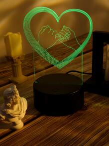 1pc Heart Holding Hands 3D Night Light