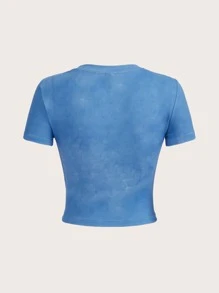 SteGo Áo thun nữ Con số Giải trí - Màu xanh lam - Xem 2