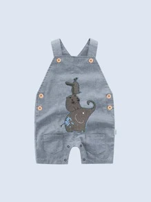 男嬰條紋圖案連身背心和背帶褲套裝 - 彩色 - 查看 1