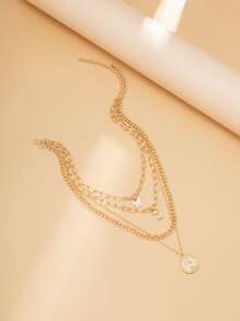 2pcs Butterfly & Bear Charm Necklace - Yellow Gold - View 4