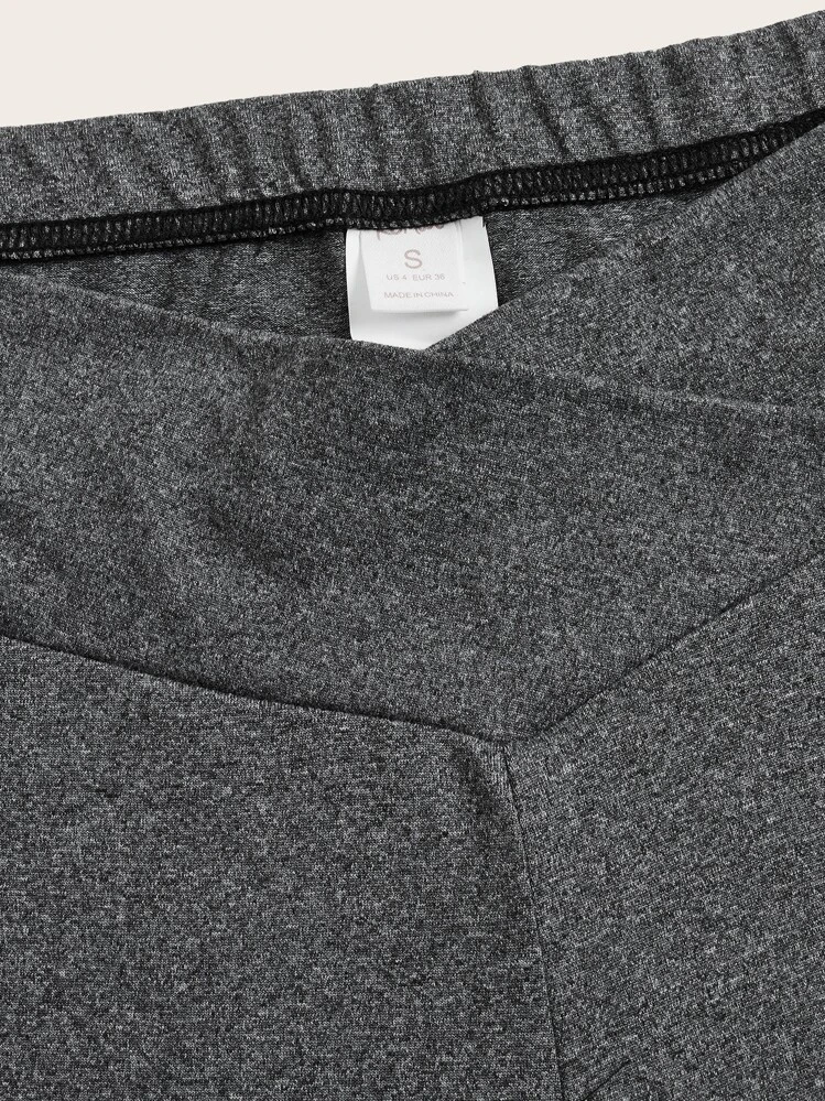 ROMWE Solid Flare Leg Pants - Dark Grey - View 3