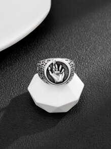 Fashionable and Popular Men Hand Detail Ring Alloy for Jewelry Gift and for a Stylish Look - Silver - View 3