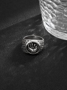 Fashionable and Popular Men Hand Detail Ring Alloy for Jewelry Gift and for a Stylish Look - Silver - View 5