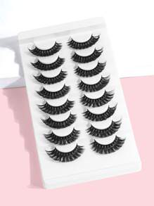 MAGEFY 8Pairs Of Natural Full False Eyelashes&1pc Disposable Eyelash Brush,Fluffy Slim For Everyday Use Manga Eyelashes, Travel Essentials - màu đen - Xem 2