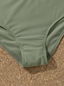 Tween Girl Tropical Print Ruffle Hem Bikini Set With Beach Skirt Summer Beach - Multicolor - View 5