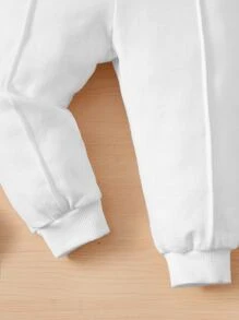 SHEIN Baby Boy Letter Graphic Seam Front Joggers - White - View 4