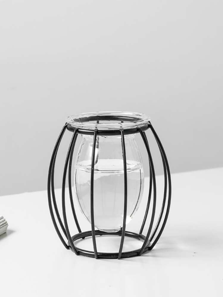 1pc Iron Flower Vase - Black - View 2