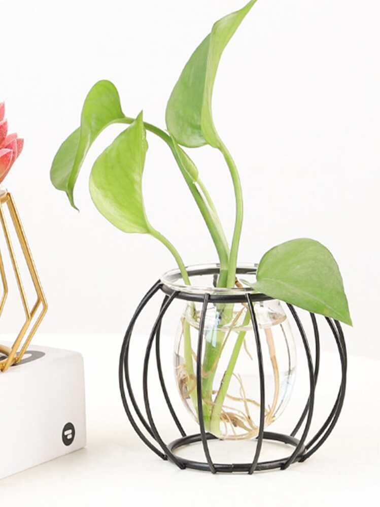 1pc Iron Flower Vase - Black - View 3