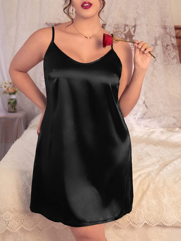 SilkySpell Cămașă de noapte tip pijama din satin solid, model vacanță