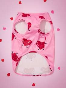 1pc Pet Dog Vest, Valentine's Day Heart Print Pet Vest, Suitable For Small/Medium Dogs, Cats, Valentine's Day Pet Outfit, Valentine's Day Gift - Pink - View 4