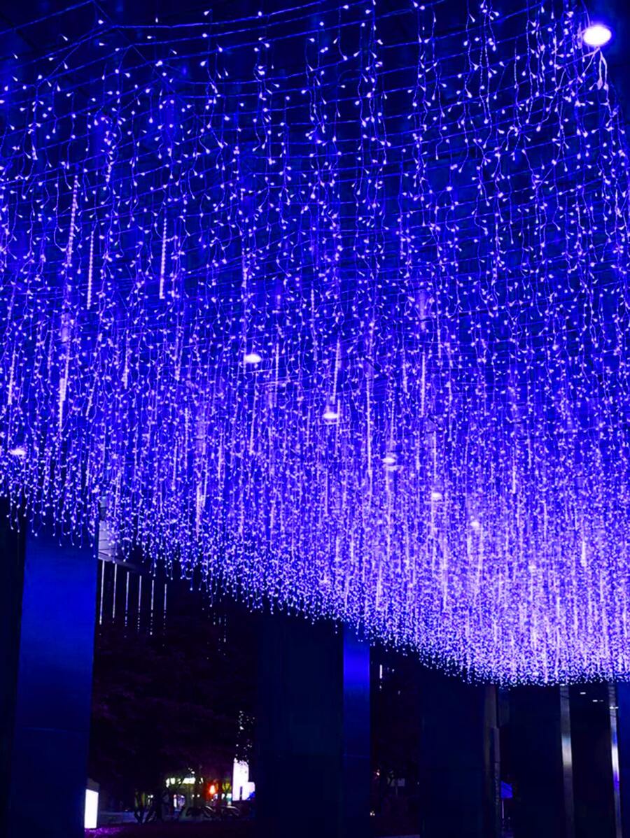 1pc 96led/3m Usb Led Icicle Decorative String Lights, Hanging Wall Decoration For Corridor, Living Room - Blue - View 1