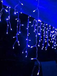 1pc 96led/3m Usb Led Icicle Decorative String Lights, Hanging Wall Decoration For Corridor, Living Room - Blue - View 3
