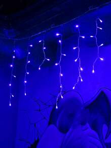 1pc 96led/3m Usb Led Icicle Decorative String Lights, Hanging Wall Decoration For Corridor, Living Room - Blue - View 5