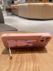 Capa de telefone lisa com design coelho Suportes - Rosa Empoeirado - Ver 3