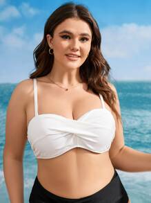 Plus Twist Front Push Up Bikini Top - White - View 3