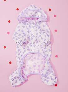 1pc Heart Print Pet Raincoat - Multicolor - View 6