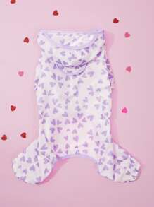 1pc Heart Print Pet Raincoat - Multicolor - View 3