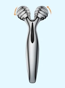 1入組手動面部滾輪按摩器,V形美妝條形按摩產品機器適用於皮膚提拉緊緻瘦身 - 銀色 - 查看 1