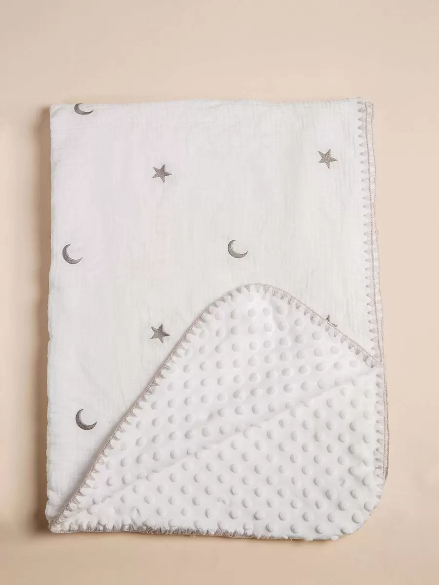 Baby Star & Moon Embroidered Swaddling Blanket Love Valentine - View 1