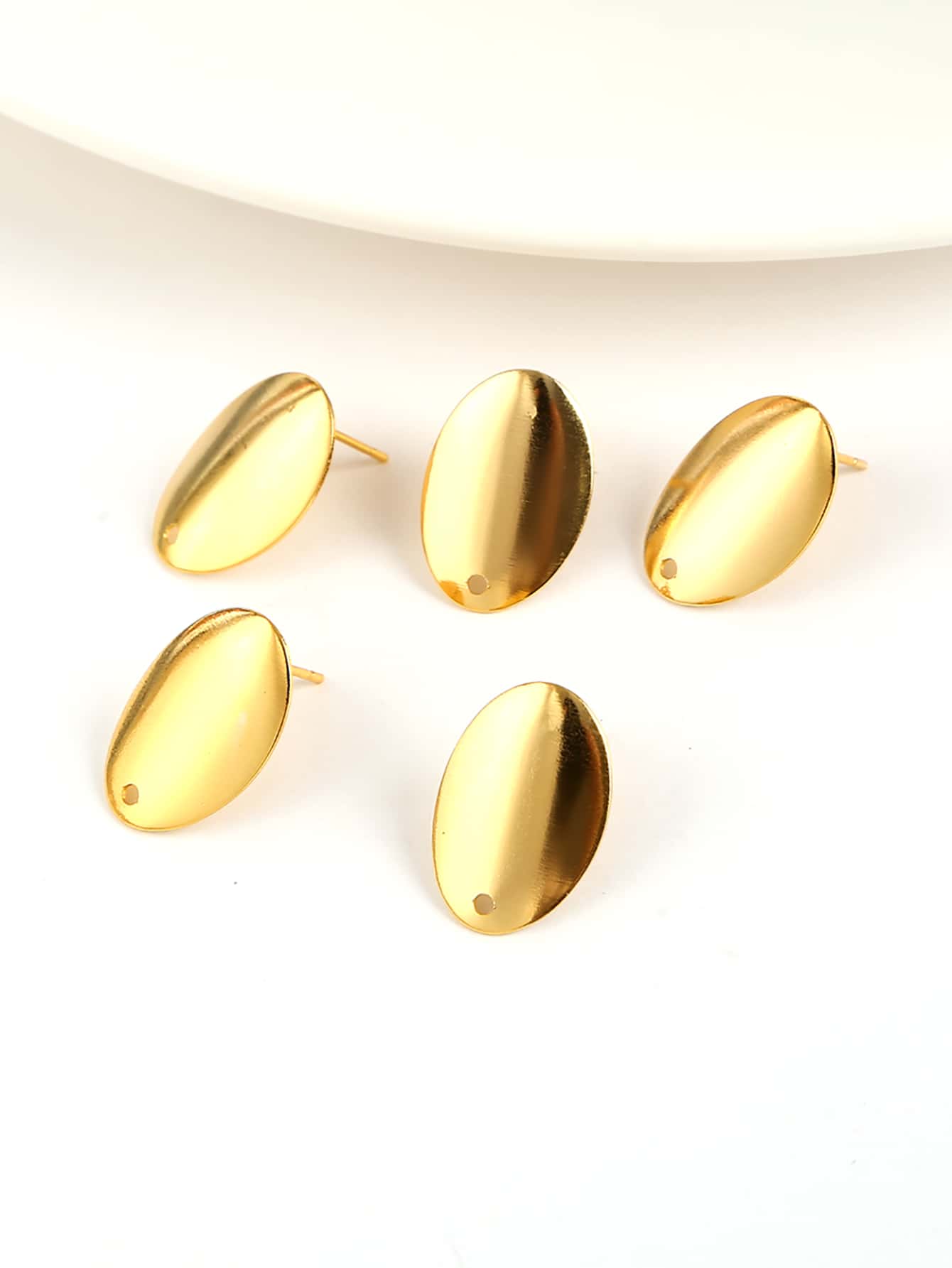 5入組橢圓形DIY耳環配件 - 金黃色 - 查看 1