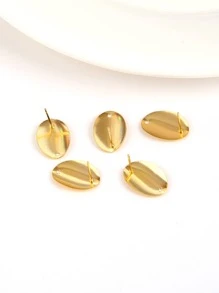 5入組橢圓形DIY耳環配件 - 金黃色 - 查看 2