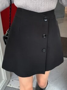 DAZY Váy ống rộng cài nút phía trước thời trang thu đông - màu đen - Xem 3