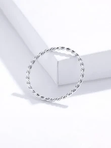 ESBERRY 1入組扭結薄戒指適合女士純銀魅力四射精細首飾類禮品 - 銀色 - 查看 5
