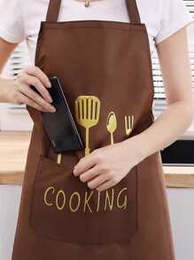 1入組叉和字母圖案隨機色防水圍裙 - 彩色 - 查看 3