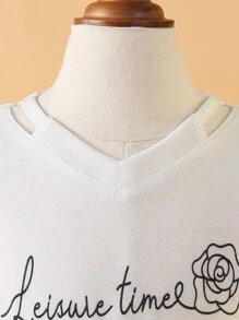 Toddler Girls Letter Graphic Appliques Ruffle Trim Mesh Hem Dress - Multicolor - View 4