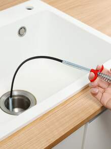 1pc Stainless Steel Sewer Dredging Tool - Red - View 4