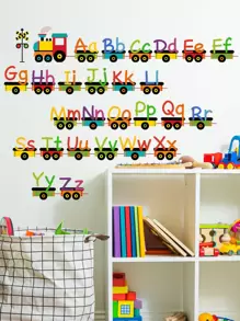 1 pieza Pegatina de pared con diseño de letras y tren, Adhesivo de pared PVC moderno para decoración del hogar, Pegatinas, Adhesivo de pared, Vinilo adhesivo para decoraciones del hogar, Artículos de decoración primaveral para refrescar tu hogar, Pegatinas decorativas Decoración escolar Sorpresa escolar Decoración de dormitorio Vuelta al cole