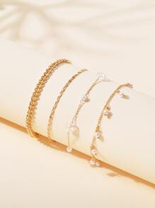 4pcs Đồ trang trí Ngọc Trai giả vòng chân - Vàng - Xem 1