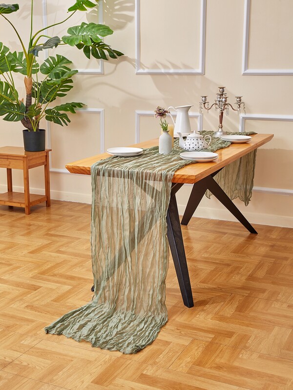 1pc Solid Color Ruched Table Runner SHEIN USA