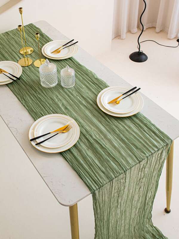 1pc Solid Color Ruched Table Runner SHEIN USA