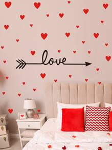 2 piezas Pegatina de pared con estampado de corazón y letra - Multicolor - Ver 1