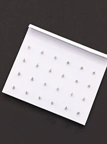 12對假珍珠鑲嵌水晶裝飾耳釘 - 金黃色 - 查看 2