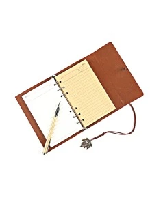 1 pieza Cuaderno con diseño de hoja - Gris - Ver 3