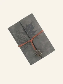 1 pieza Cuaderno con diseño de hoja - Gris - Ver 1