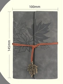 1 pieza Cuaderno con diseño de hoja - Gris - Ver 2